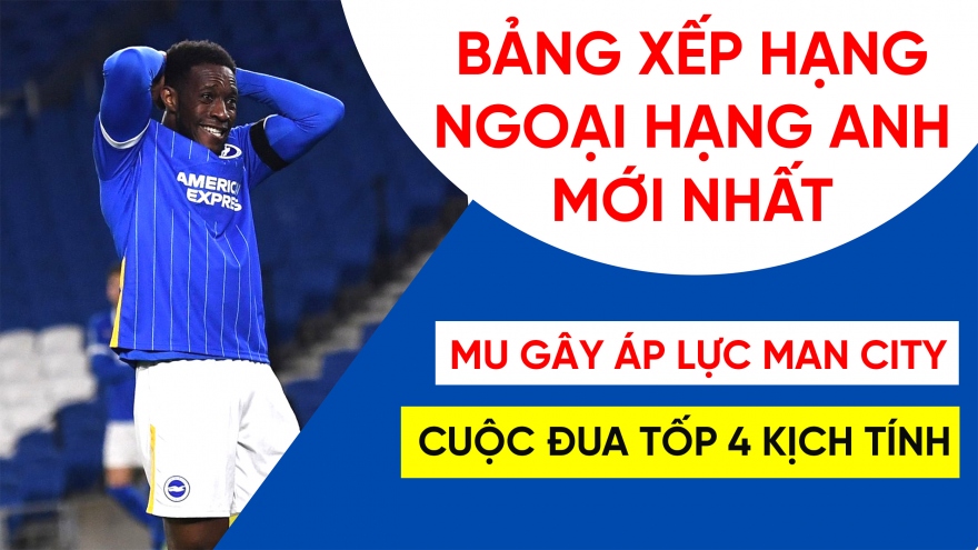 Bảng xếp hạng Ngoại hạng Anh mới nhất: MU gây áp lực lên Man City, hấp dẫn cuộc đua tốp 4